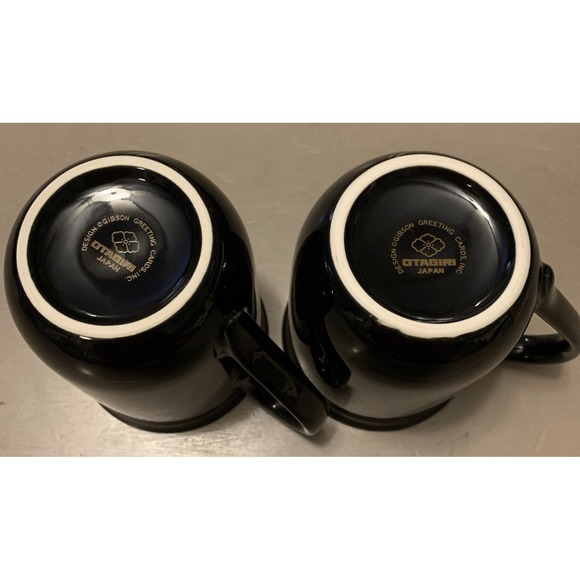 2 Otagiri Japan Hummingbird Mug Gibson Greeting Cards Black Red Gold Rim 4" 9 oz - Picture 3 of 4